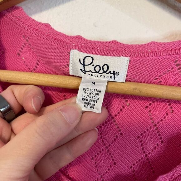Vintage Lilly Pulitzer Pink Cardigan Size Medium - Picture 2 of 6